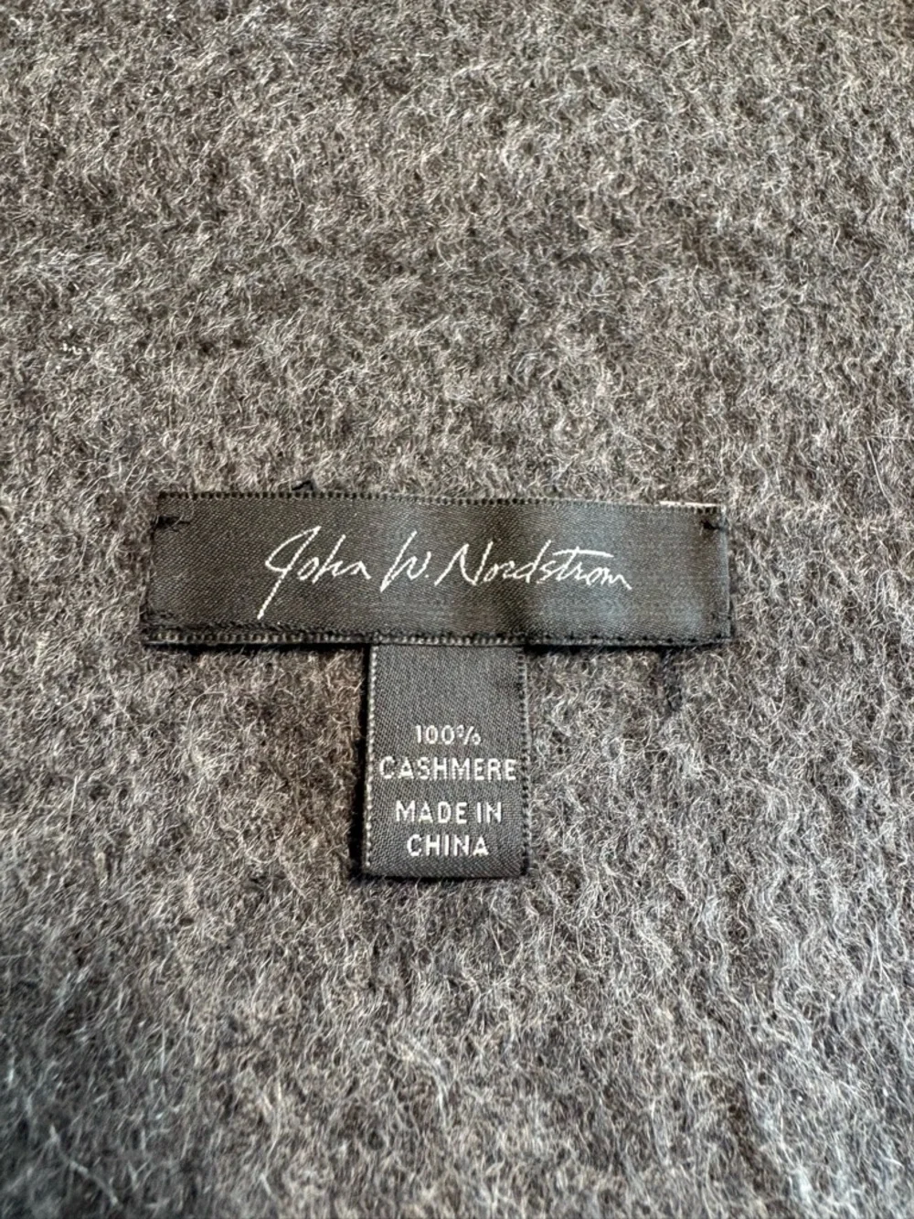John W. Nordstrom Charcoal Gray Fringed Cashmere Scarf Luxury Old Money Winter